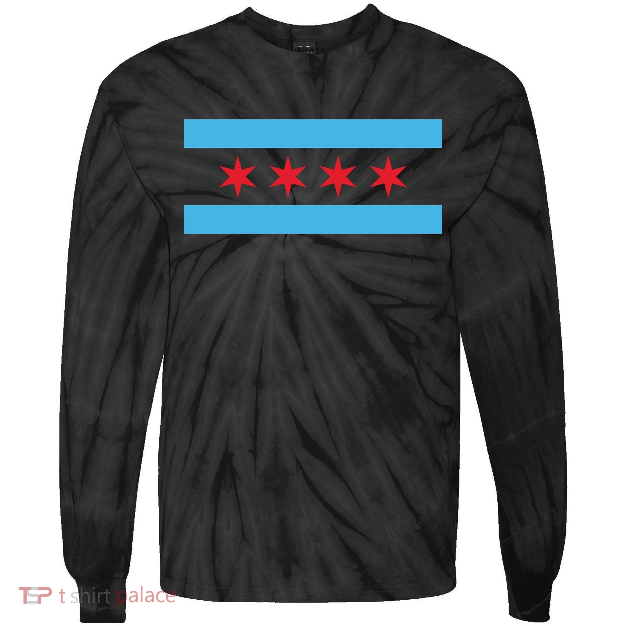 Chicago Flag Tie-Dye Long Sleeve Shirt