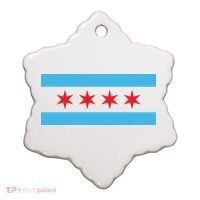 Chicago Flag Ceramic Ornament thumb 0