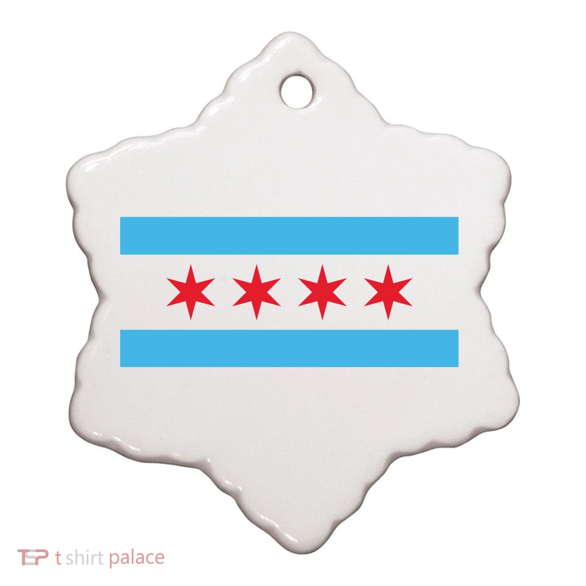 Chicago Flag Ceramic Ornament