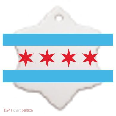 Chicago Flag Ceramic Ornament