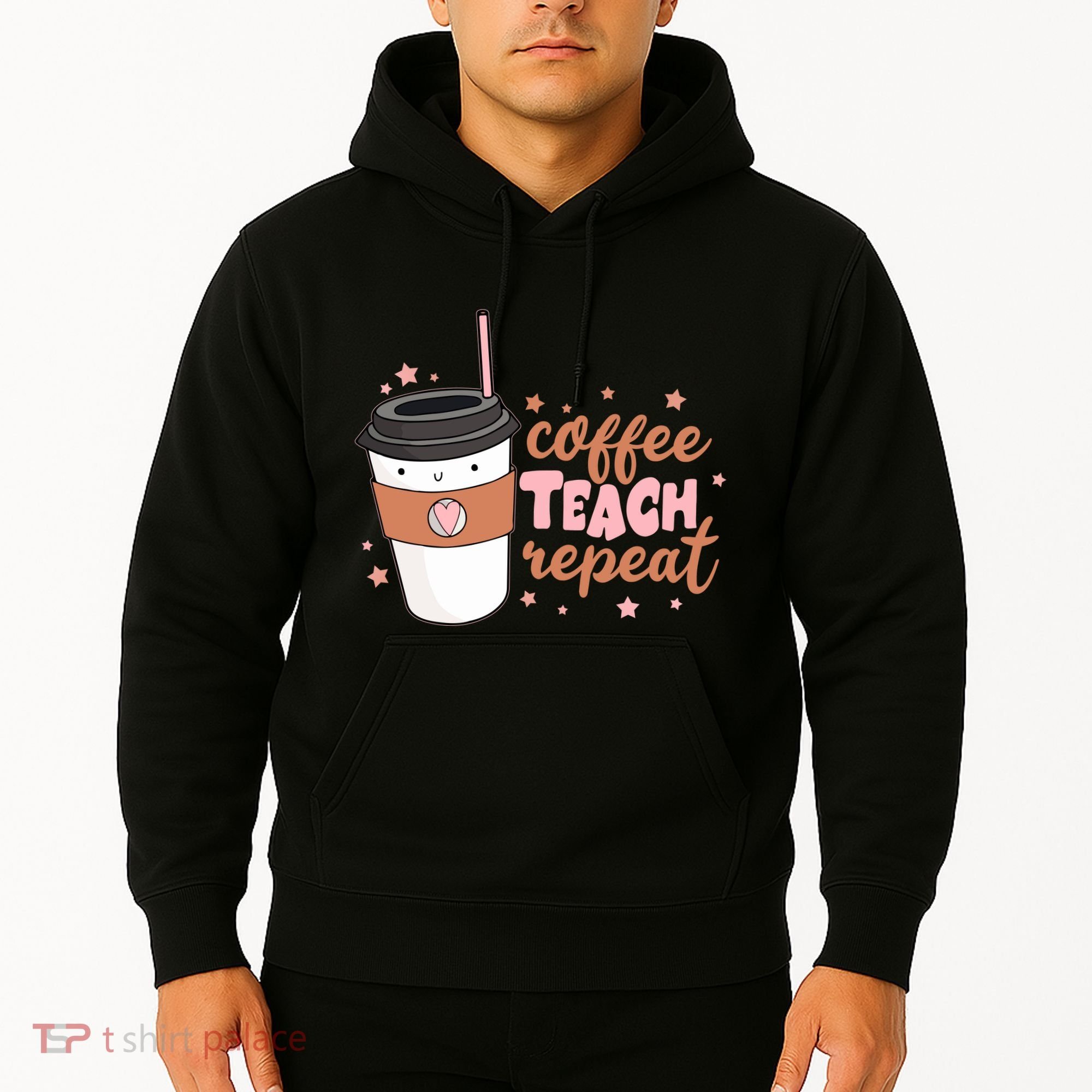 Cute Funny Coffee Teach Repeat Teacher Life Coffee Lover Hoodie