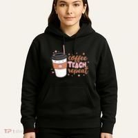 Cute Funny Coffee Teach Repeat Teacher Life Coffee Lover Hoodie thumb 5