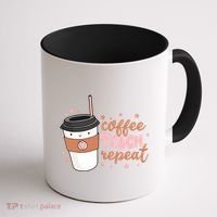 Cute Funny Coffee Teach Repeat Teacher Life Coffee Lover Coffee Mug thumb 1