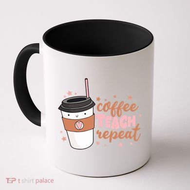 Cute Funny Coffee Teach Repeat Teacher Life Coffee Lover Coffee Mug