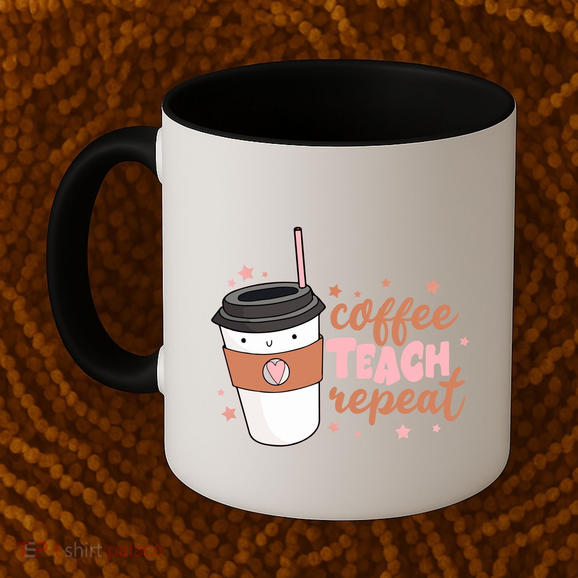 Cute Funny Coffee Teach Repeat Teacher Life Coffee Lover Coffee Mug
