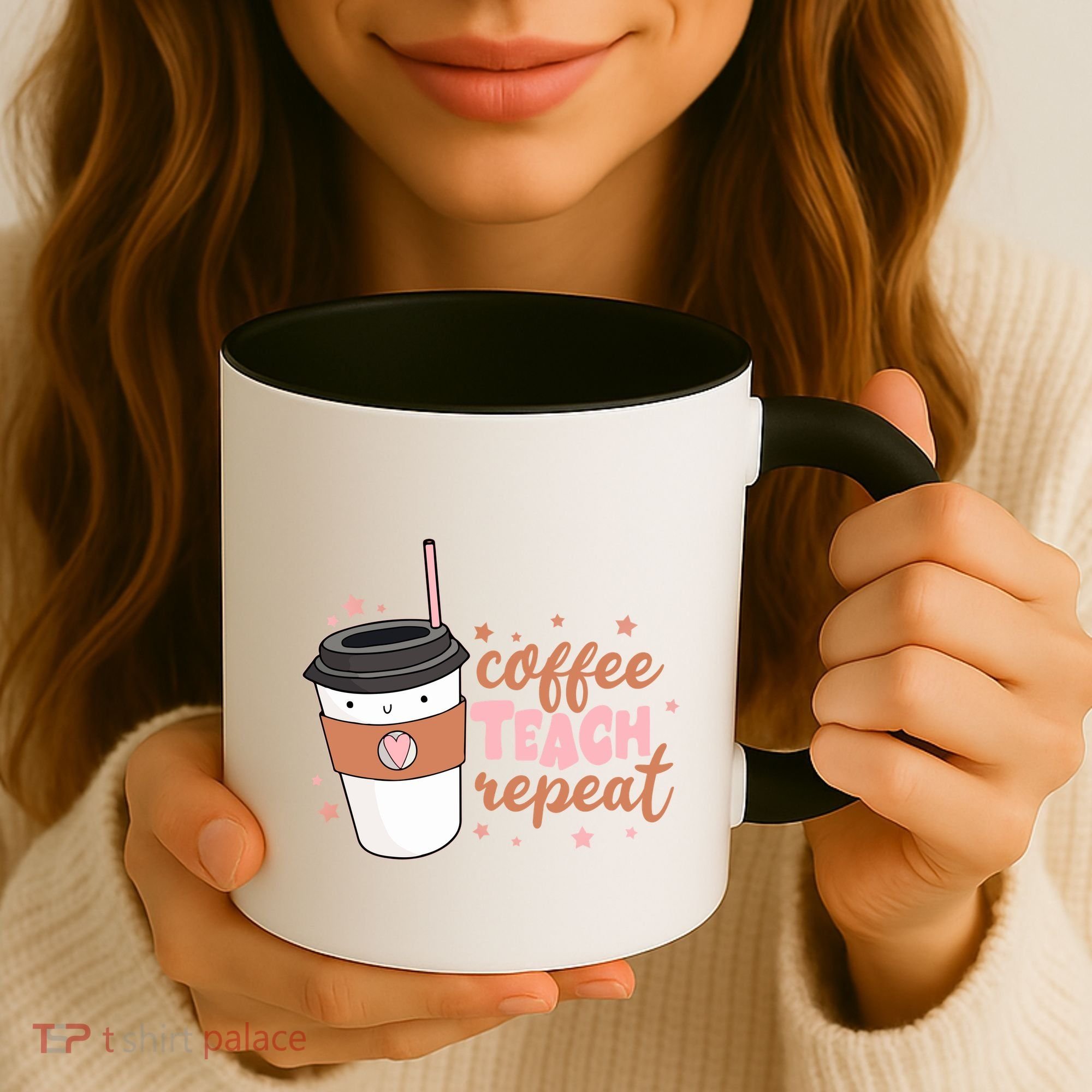 Cute Funny Coffee Teach Repeat Teacher Life Coffee Lover Coffee Mug