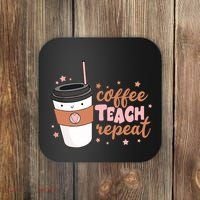 Cute Funny Coffee Teach Repeat Teacher Life Coffee Lover Coaster thumb 0