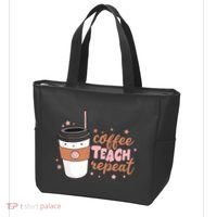 Cute Funny Coffee Teach Repeat Teacher Life Coffee Lover Tote Bag thumb 3