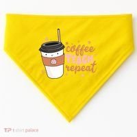 Cute Funny Coffee Teach Repeat Teacher Life Coffee Lover USA-Made Doggie Bandana thumb 0