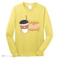 Cute Funny Coffee Teach Repeat Teacher Life Coffee Lover Long Sleeve Shirt thumb 0