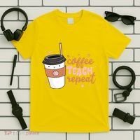 Cute Funny Coffee Teach Repeat Teacher Life Coffee Lover T-Shirt thumb 5