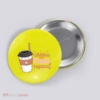 Cute Funny Coffee Teach Repeat Teacher Life Coffee Lover Button thumb 0