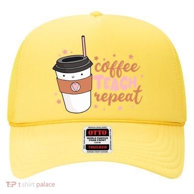 Cute Funny Coffee Teach Repeat Teacher Life Coffee Lover Hat