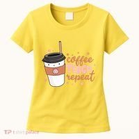Cute Funny Coffee Teach Repeat Teacher Life Coffee Lover Women's T-Shirt thumb 0