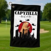 Capybara Funny Capybara Rodent Capyzilla Funny Golf Towel thumb 1