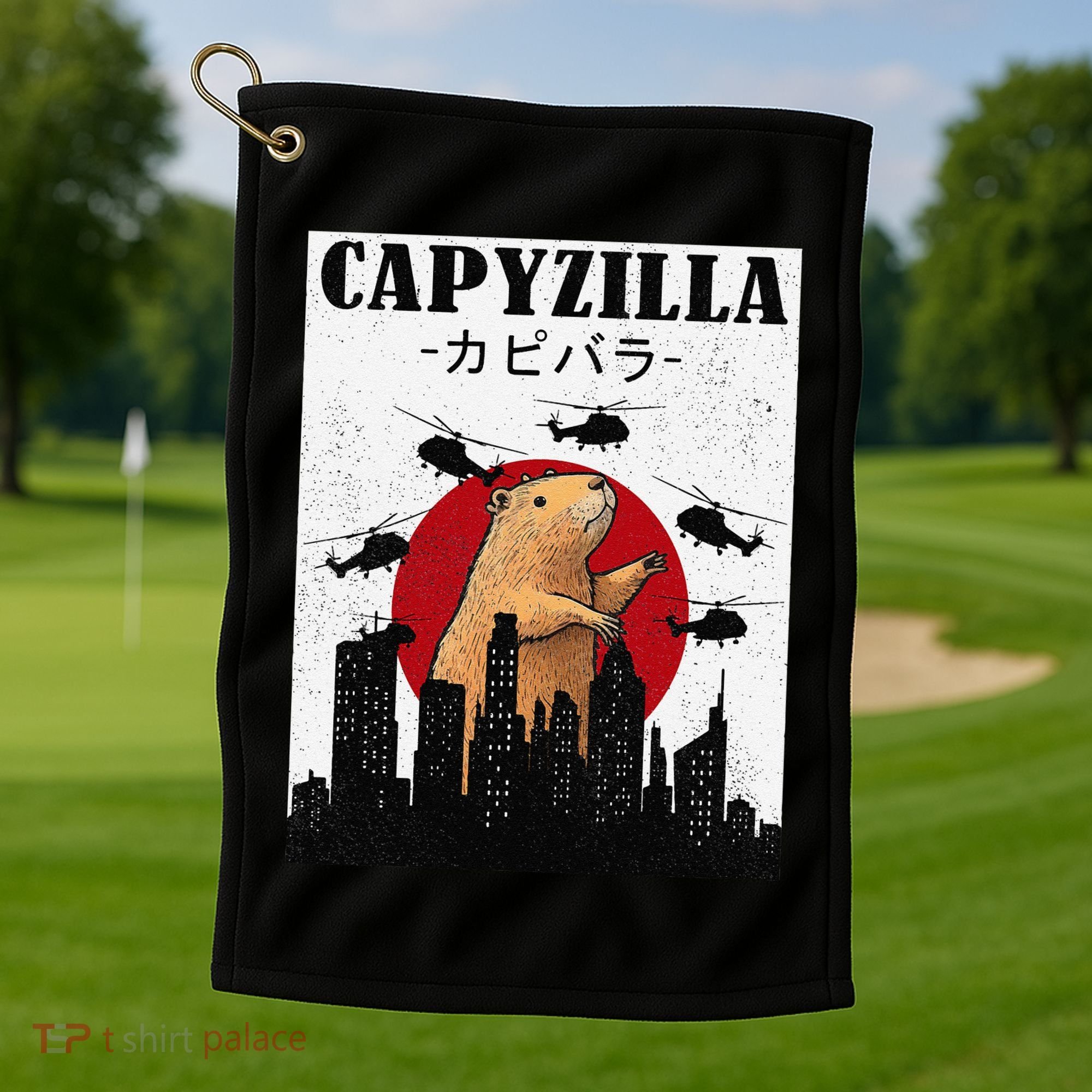 Capybara Funny Capybara Rodent Capyzilla Funny Golf Towel