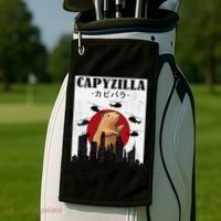 Capybara Funny Capybara Rodent Capyzilla Funny Golf Towel thumb 2