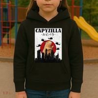 Capybara Funny Capybara Rodent Capyzilla Funny Kids Hoodie thumb 3