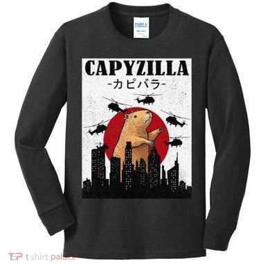 Capybara Funny Capybara Rodent Capyzilla Funny Kids Long Sleeve Shirt