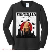 Capybara Funny Capybara Rodent Capyzilla Funny Kids Long Sleeve Shirt thumb 0
