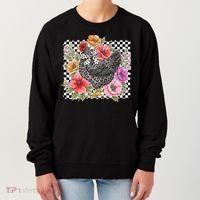 Checkered Flower Chicken Hen Lover Wildflower Chicken Mama Women's Sweatshirt thumb 0