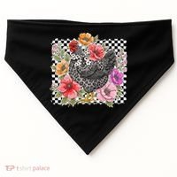 Checkered Flower Chicken Hen Lover Wildflower Chicken Mama USA-Made Doggie Bandana thumb 0