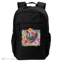 Checkered Flower Chicken Hen Lover Wildflower Chicken Mama Backpack thumb 0