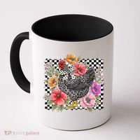 Checkered Flower Chicken Hen Lover Wildflower Chicken Mama Coffee Mug thumb 0