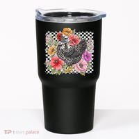 Checkered Flower Chicken Hen Lover Wildflower Chicken Mama Tumbler thumb 0