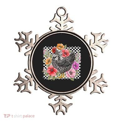 Checkered Flower Chicken Hen Lover Wildflower Chicken Mama Ornament