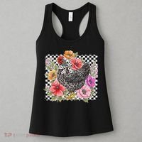 Checkered Flower Chicken Hen Lover Wildflower Chicken Mama Women's Tank Top thumb 3