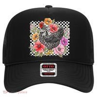Checkered Flower Chicken Hen Lover Wildflower Chicken Mama Hat thumb 0
