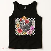 Checkered Flower Chicken Hen Lover Wildflower Chicken Mama Tank Top thumb 2