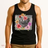Checkered Flower Chicken Hen Lover Wildflower Chicken Mama Tank Top thumb 3