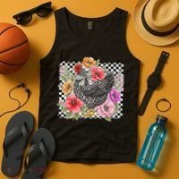 Checkered Flower Chicken Hen Lover Wildflower Chicken Mama Tank Top thumb 4