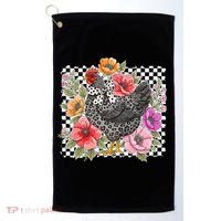 Checkered Flower Chicken Hen Lover Wildflower Chicken Mama Golf Towel thumb 0