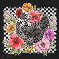 Checkered Flower Chicken Hen Lover Wildflower Chicken Mama Golf Towel thumb 3