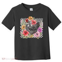 Checkered Flower Chicken Hen Lover Wildflower Chicken Mama Toddler T-Shirt thumb 0