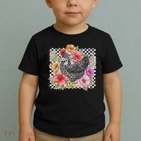 Checkered Flower Chicken Hen Lover Wildflower Chicken Mama Toddler T-Shirt thumb 2
