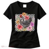 Checkered Flower Chicken Hen Lover Wildflower Chicken Mama Women's T-Shirt thumb 0