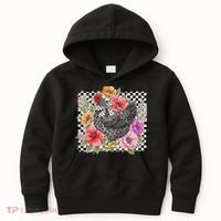 Checkered Flower Chicken Hen Lover Wildflower Chicken Mama Kids Hoodie thumb 0