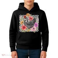 Checkered Flower Chicken Hen Lover Wildflower Chicken Mama Kids Hoodie thumb 4