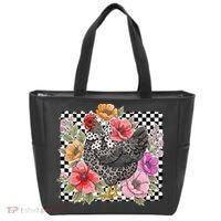 Checkered Flower Chicken Hen Lover Wildflower Chicken Mama Tote Bag thumb 0