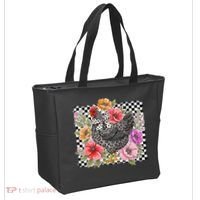 Checkered Flower Chicken Hen Lover Wildflower Chicken Mama Tote Bag thumb 2