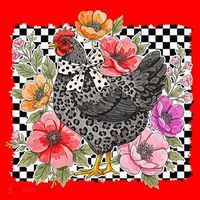 Checkered Flower Chicken Hen Lover Wildflower Chicken Mama Santa Hat thumb 1