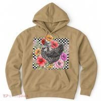 Checkered Flower Chicken Hen Lover Wildflower Chicken Mama Hoodie thumb 0