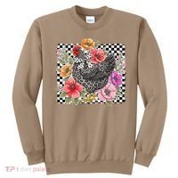 Checkered Flower Chicken Hen Lover Wildflower Chicken Mama Sweatshirt thumb 0