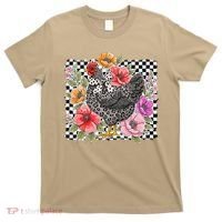 Checkered Flower Chicken Hen Lover Wildflower Chicken Mama T-Shirt thumb 0