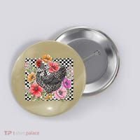Checkered Flower Chicken Hen Lover Wildflower Chicken Mama Button thumb 0