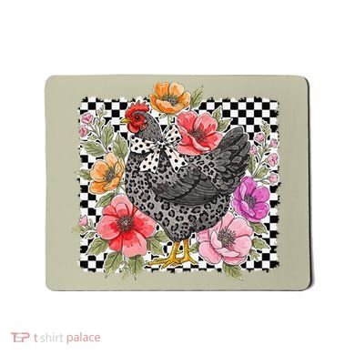 Checkered Flower Chicken Hen Lover Wildflower Chicken Mama Mousepad